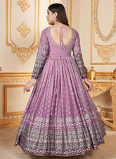 Two Tone Faux Georgette Foil Work Traditional Wear Dress